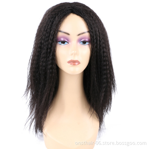 Onst Long Ombre Kinky Curly Afro Hair Extension Wigs Ombre Synthetic Wig For Black Women Medium Part Natural Female Wigs